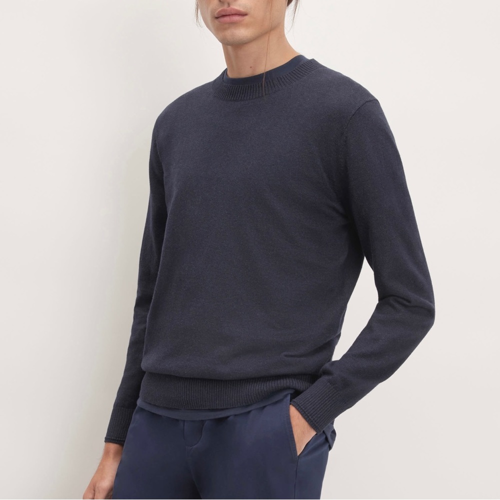 Everlane Blue Organic Cotton Cool Max Lightweight Crewneck Sweater Small